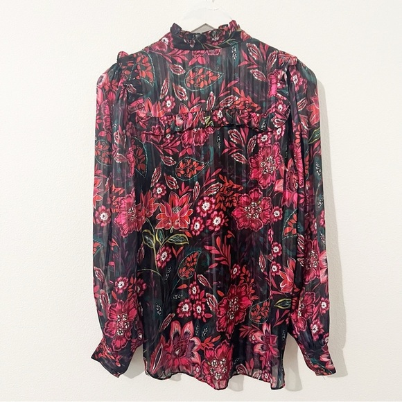 REVOLVE X DIVINE HERITAGE BIB FRONT WITH RUFFLE BLOUSE Top Pink Medium M - Picture 7 of 7